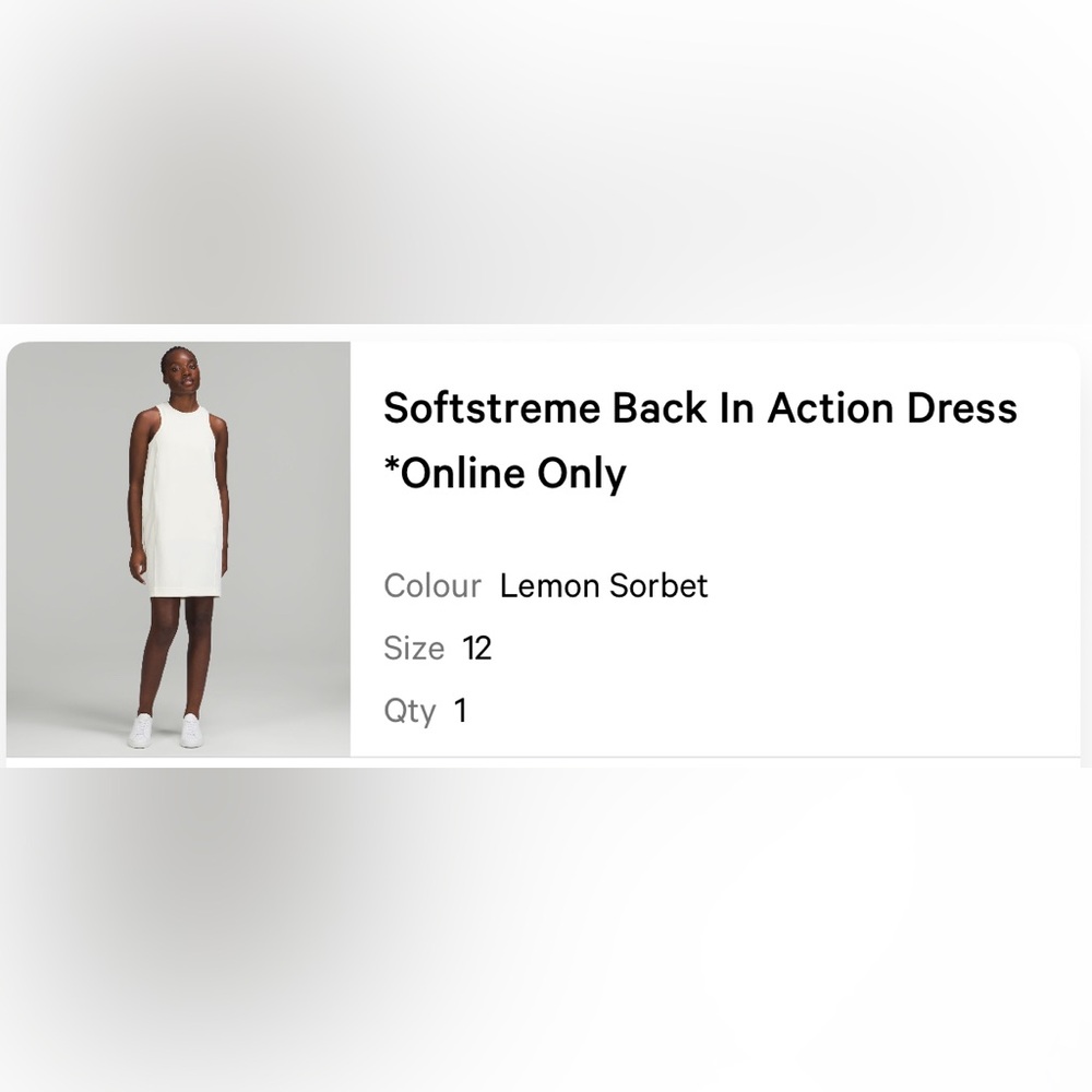 🍋 👗 Lululemon Athletica Softstreme Back In Action Dress Size 12 - Picture 5 of 6